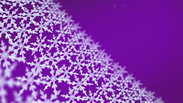 Copos de nieve array seguimiento fondo púrpura — Vídeo de stock