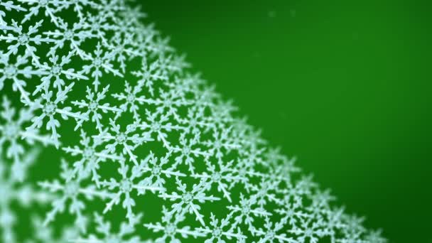 Snowflakes array tracking background green — Stock Video