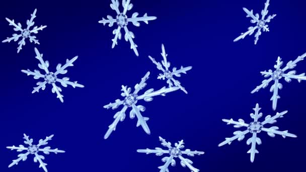 Sněhové vločky Vánoční pozadí modrá — Stock video