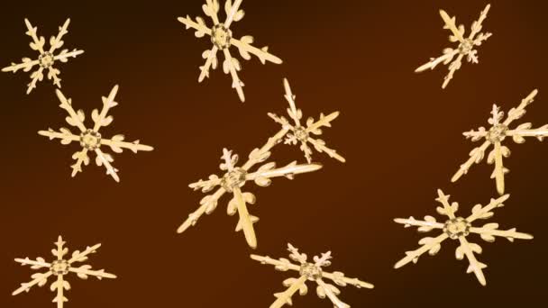 Снежинки Рождество фоновое золото — стоковое видео