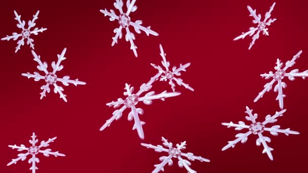 Snowflakes christmas background red — Stock Video