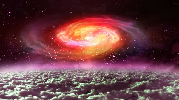 Червона галактика вночі в космосі . — стокове фото