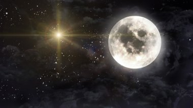 Sarı gezegen yıldız çapraz ile büyük ay