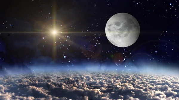 Πλανήτης φεγγάρι με κίτρινο σταυρωτό αστέρι — Φωτογραφία Αρχείου