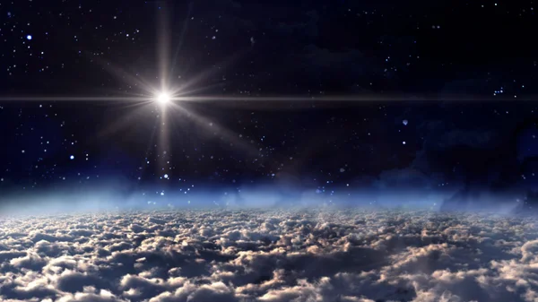 Espacio blanco resplandor estrella cruz — Foto de Stock