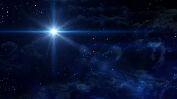 звездная ночь голубая звезда пересекает планету
