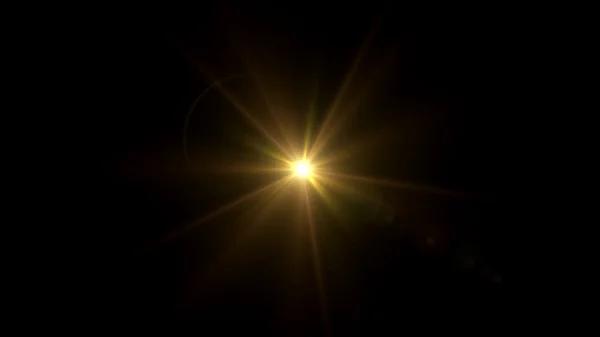 Twinkle gold star lens flare center — Stock Photo, Image