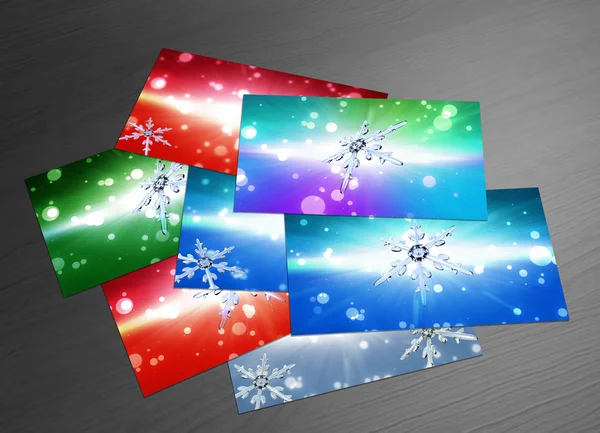 Bokeh Kerstmis Snowflake kaart ontwerp — Stockfoto