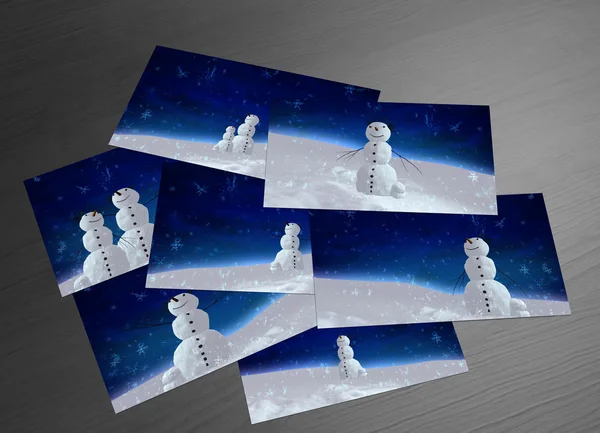 Boneco de neve de cartões — Fotografia de Stock
