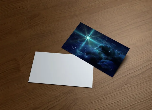 Starry night with green star wood — Stock Photo, Image