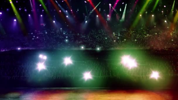 Konzertbühne Scheinwerfer mit Blitz — Stockvideo