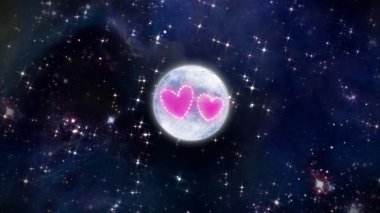 uzayda ay ile yıldızın kalp