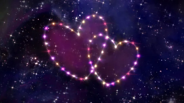 Rózsaszín szívekkel csillag a térben — Stock Fotó