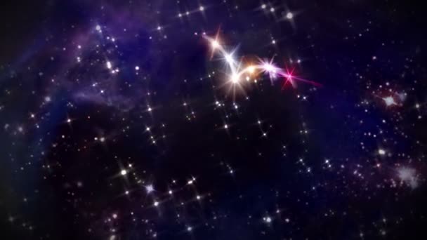 우주 카메라 회전에 있는 하트 핑크 별 — 비디오