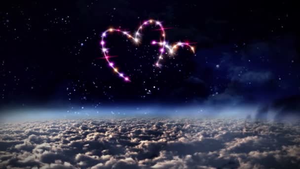 Сердца розовая звезда в открытом космосе — стоковое видео