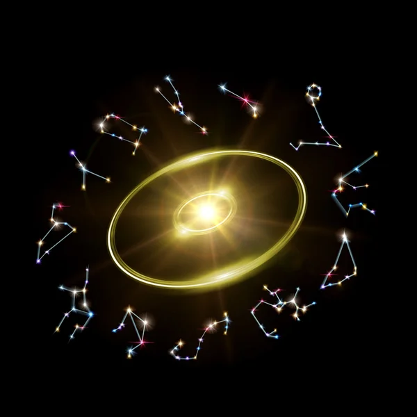 Astrologi stjärntecken tecken med ljus ring — Stockfoto