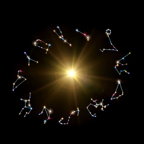 Sternzeichen der Astrologie mit Sonne — Stockfoto