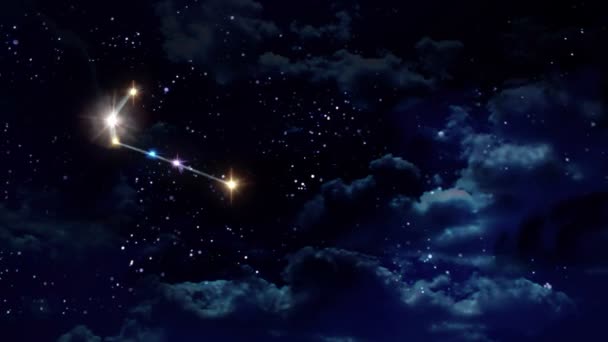 03 Gemini Horoszkóp állatöv jel éjszaka — Stock videók