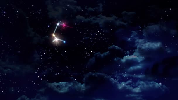 05 Lev horoskopy znamení zvěrokruhu v noci — Stock video