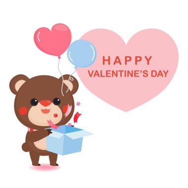 Sevgililer Günü tebrik kartı tasviri. Karakter tasarımı.