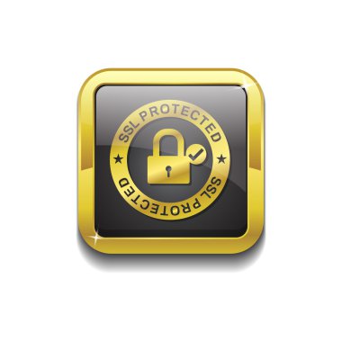 SSL korumalı altın vektör simge düğmesini