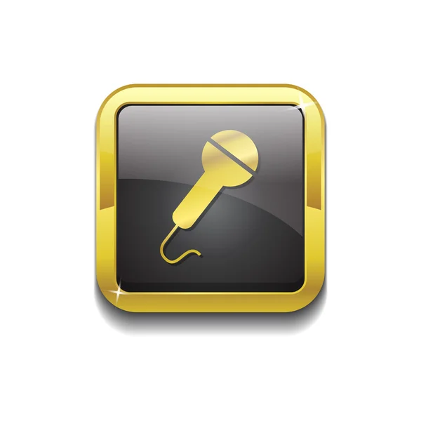 Przycisk ikona wektor złoty mikrofon — Wektor stockowy