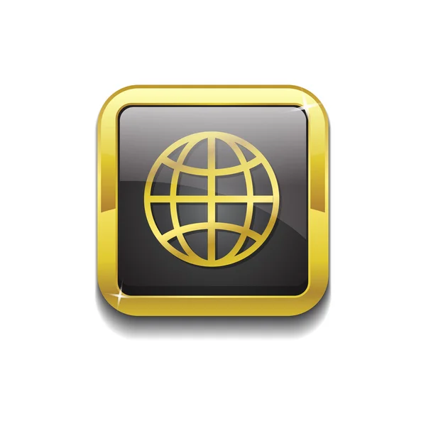 Globe znamení zlaté vektorové ikony tlačítko — Stockový vektor
