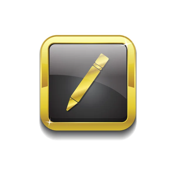 Penna guld vektor ikonen knapp — Stock vektor