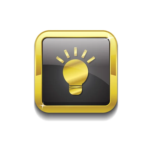 Bulb Gold Vector Icon Button — Stock Vector