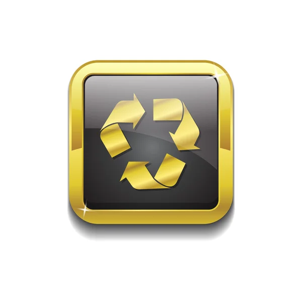 Recycle Gold Vector Icon Button — Stock Vector