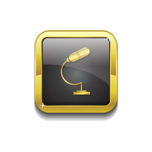 Botón del icono del vector del oro del micrófono — Vector de stock