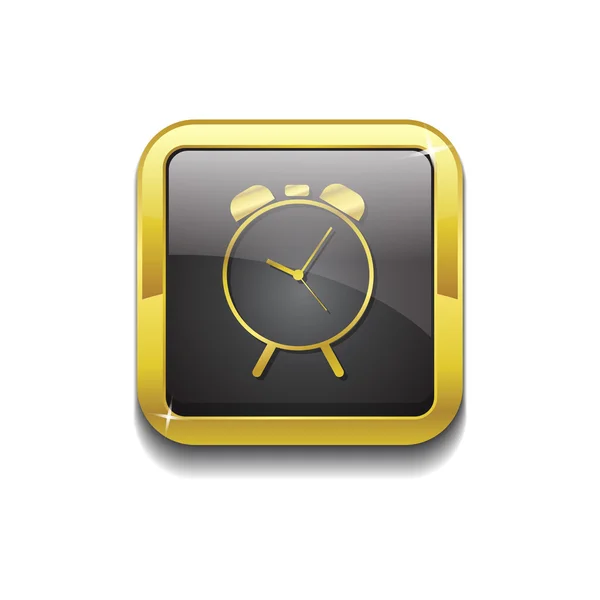 Despertador Reloj Vector de Oro Botón icono — Archivo Imágenes Vectoriales