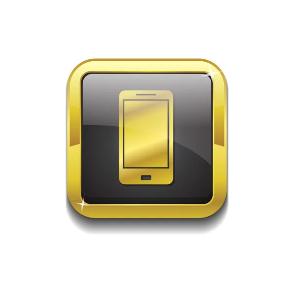 Botão de ícone de vetor de ouro de telefone inteligente — Vetor de Stock