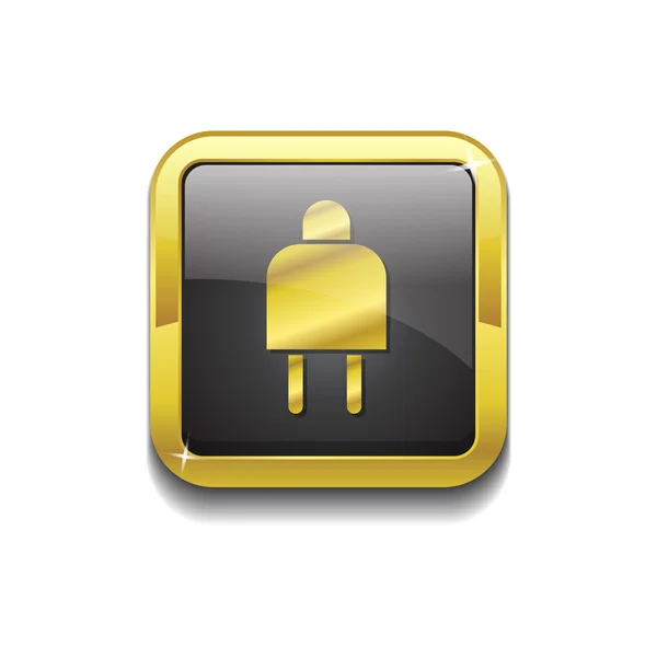 Plug Sign Gold Vector Icon Button — Stock Vector