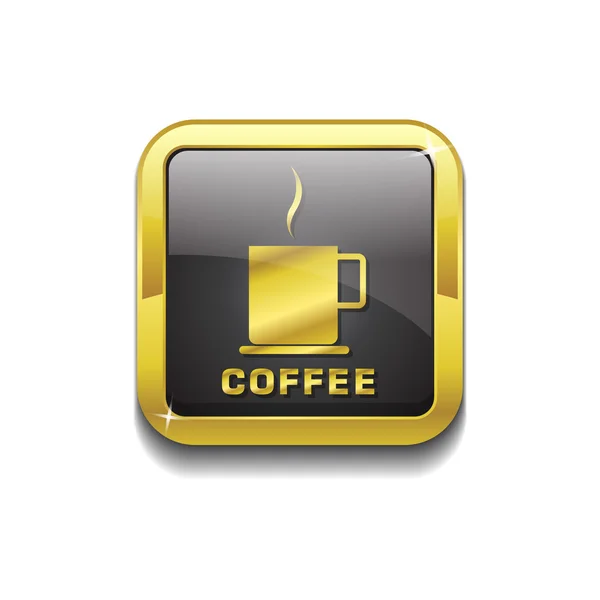 Coffee Sign Gold Vector Icon Button — Stock Vector