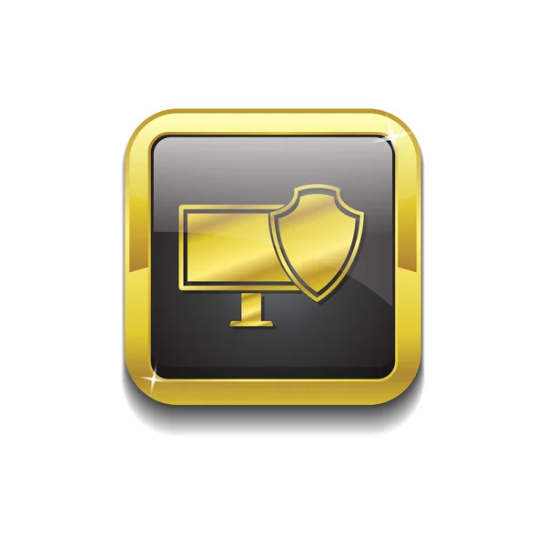 Skyddade tecken guld vektor ikonen knapp — Stock vektor