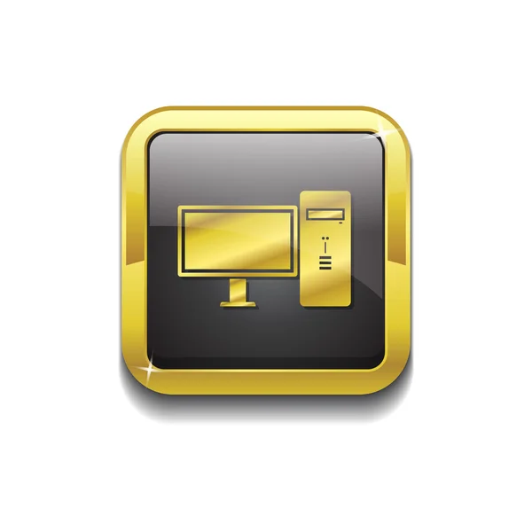 PC guld vektor ikonen knapp — Stock vektor