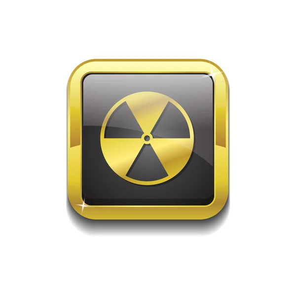 Botão de ícone de vetor de ouro sinal radioativo — Vetor de Stock