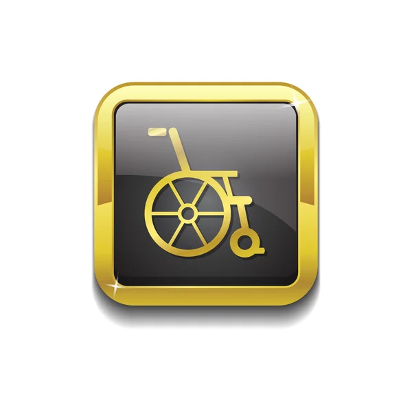 Wheel Chair Gold Vector Icon Button — Stock Vector