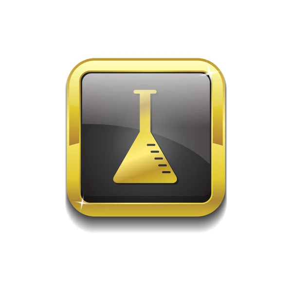 Conical Flask Gold Vector Icon Button — Stock Vector