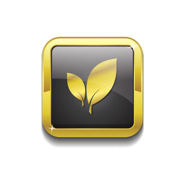 Leaf Gold Vector Botón icono — Vector de stock