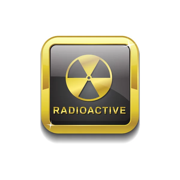 Radioaktives Zeichen Gold Vektor Symbol-Taste — Stockvektor