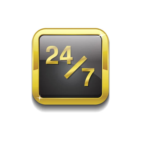 24 7 小时服务金矢量图标按钮 — 图库矢量图片