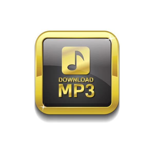 MP3 Descargar botón de icono del vector de oro — Vector de stock