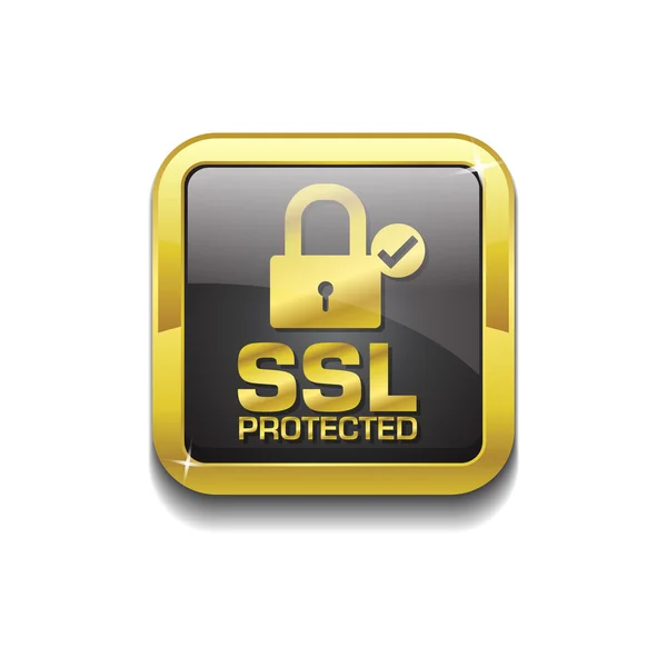 Кнопка золотого вектора с защитой SSL — стоковый вектор