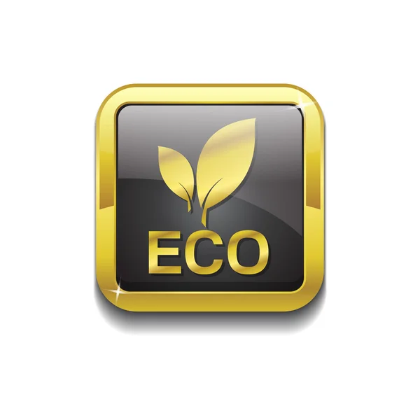 Botão Eco amigável vetor de ouro ícone — Vetor de Stock