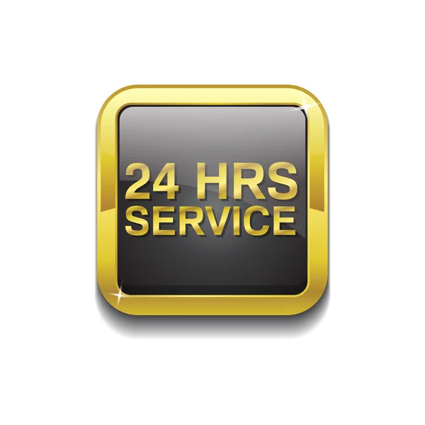 24 Hours Service Gold Vector Icon Button — Stock Vector