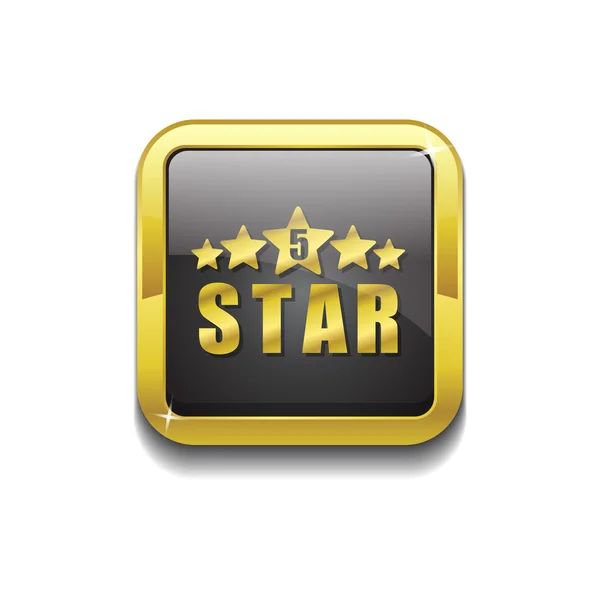 5 つ星ゴールド ベクトル アイコン ボタン — ストックベクタ