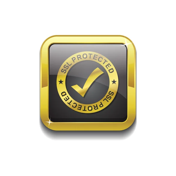 Botón Icono de Vector de Oro Protegido SSL — Vector de stock