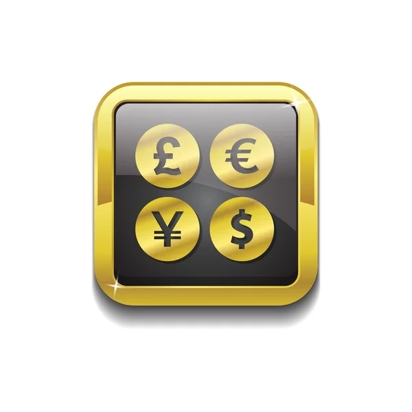Pénznem jele arany vektor ikon gomb — Stock Vector